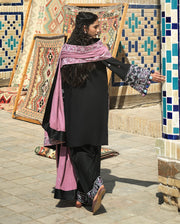 Hemline by Mushq Bukhara Embroidered Linen Unstitched 3Pc Suit - Bazaar Trail