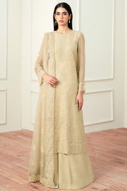 Farasha Essence Embroidered Chiffon Unstitched 3Pc Suit - Beige Dusk