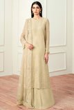 Farasha Essence Embroidered Chiffon Unstitched 3Pc Suit - Beige Dusk