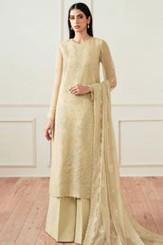 Farasha Essence Embroidered Chiffon Unstitched 3Pc Suit - Beige Dusk