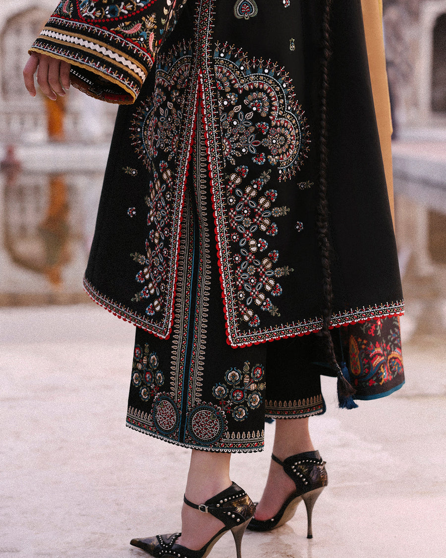 Jugnu Lahore Womenswear Embroidered Khaddar Unstitched 3Pc Suit - BEJUL