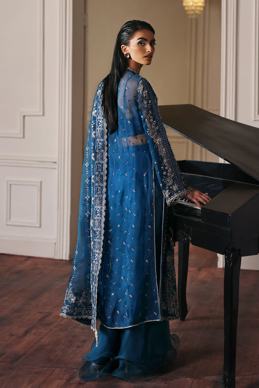 Emral Elyshia Embroidered Organza Unstitched 3Pc Suit D-03 Bella