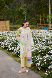 Farasha Summer Co Ords Printed Lawn Unstitched 3Pc Suit - Belle Aura