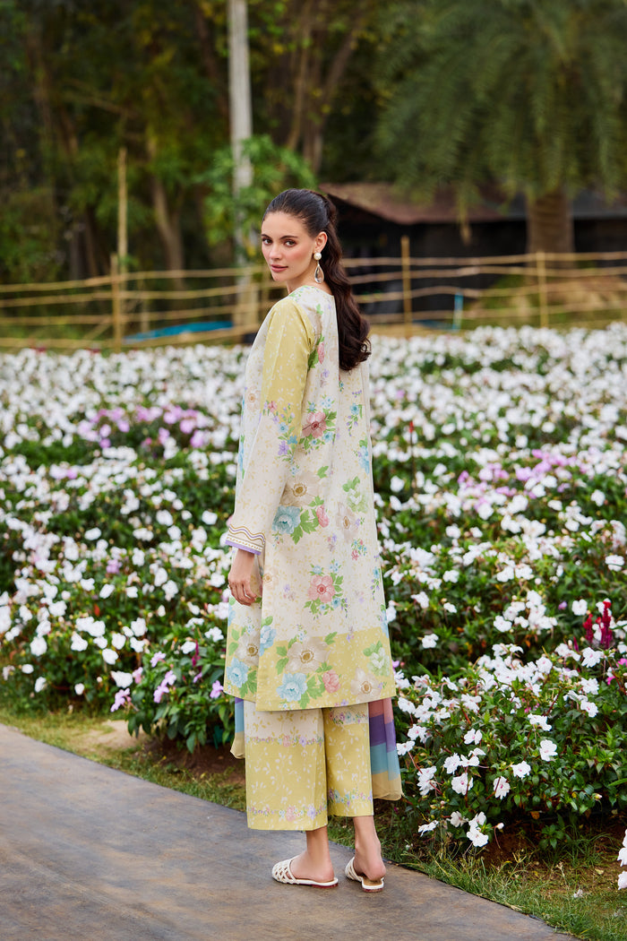 Farasha Summer Co Ords Printed Lawn Unstitched 3Pc Suit - Belle Aura
