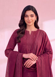 Zeenia Marina Digital Printed Dhanak Marina Unstitched 3Pc Suit JS-07 Berry