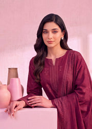 Zeenia Marina Digital Printed Dhanak Marina Unstitched 3Pc Suit JS-07 Berry