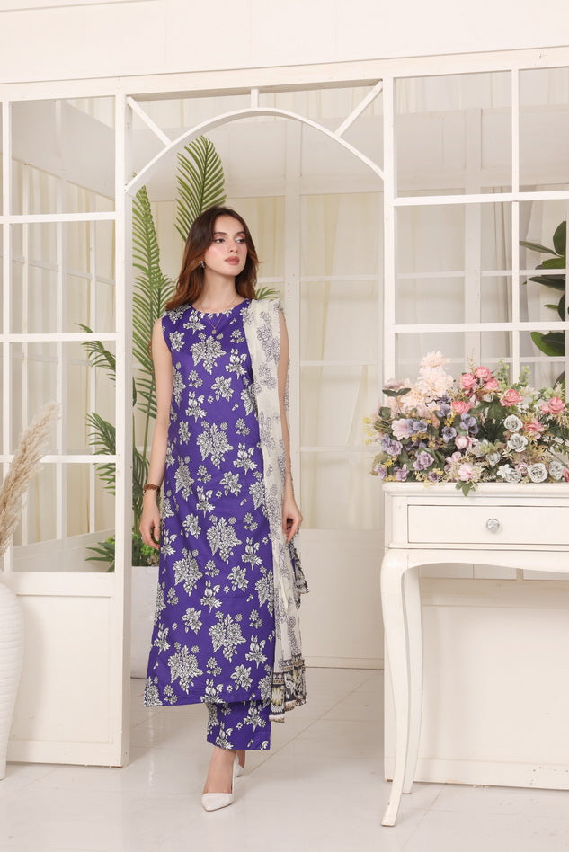 Feathers Premium Whisper of Elan Unstitched Lawn 3Pc Suit Berry Bliss-FT665