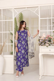 Feathers Premium Whisper of Elan Unstitched Lawn 3Pc Suit Berry Bliss-FT665