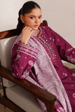Farasha Meline Embroidered Viscose Unstitched 3Pc Suit - Berry Blush
