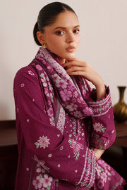 Farasha Meline Embroidered Viscose Unstitched 3Pc Suit - Berry Blush