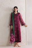 Farasha Fiorella Embroidered Chiffon Unstitched 3Pc Suit - Berry Empire