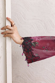 Farasha Fiorella Embroidered Chiffon Unstitched 3Pc Suit - Berry Empire