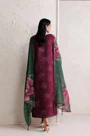 Farasha Fiorella Embroidered Chiffon Unstitched 3Pc Suit - Berry Empire