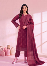Zeenia Marina Digital Printed Dhanak Marina Unstitched 3Pc Suit JS-07 Berry