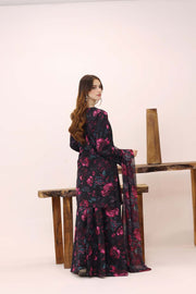 Feathers Premium House of Petals Unstitched Lawn 3Pc Suit Bespoke Burgundy-FT759