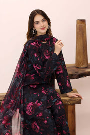 Feathers Premium House of Petals Unstitched Lawn 3Pc Suit Bespoke Burgundy-FT759