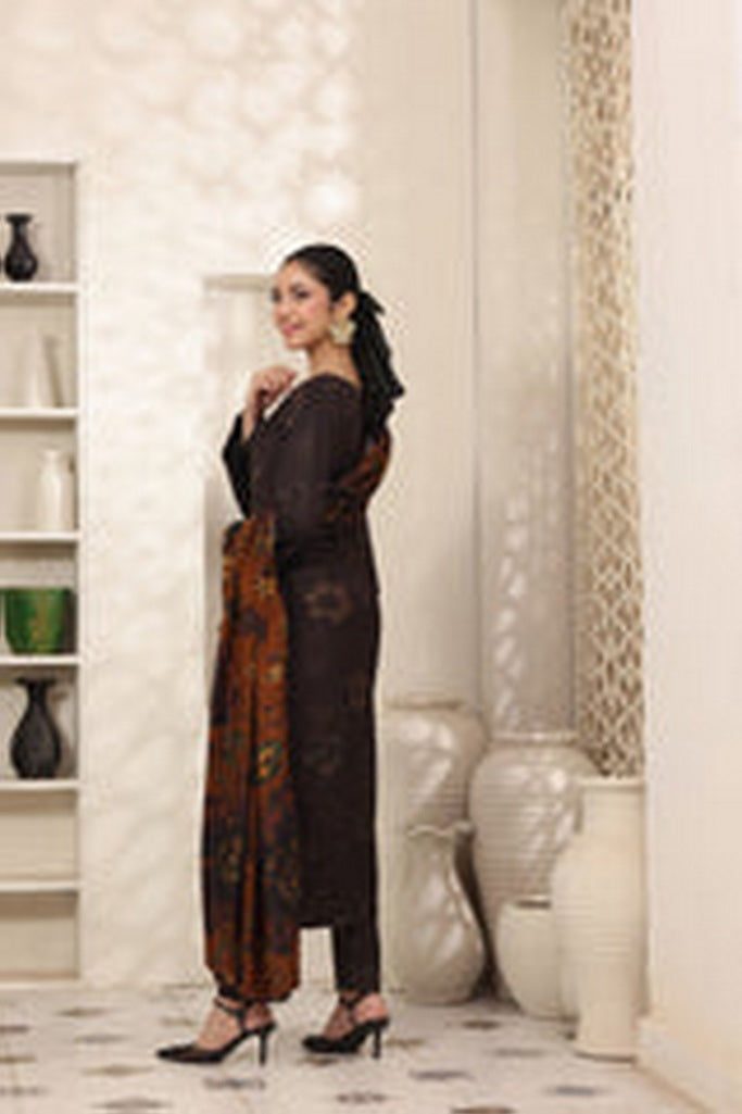 Feathers Digital Printed Dhanak Unstitched 3Pc Suit Bison Burrow-FT802