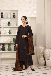 Feathers Digital Printed Dhanak Unstitched 3Pc Suit Bison Burrow-FT802
