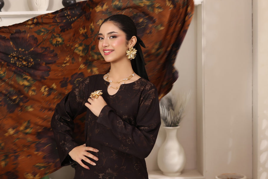 Feathers Digital Printed Dhanak Unstitched 3Pc Suit Bison Burrow-FT802