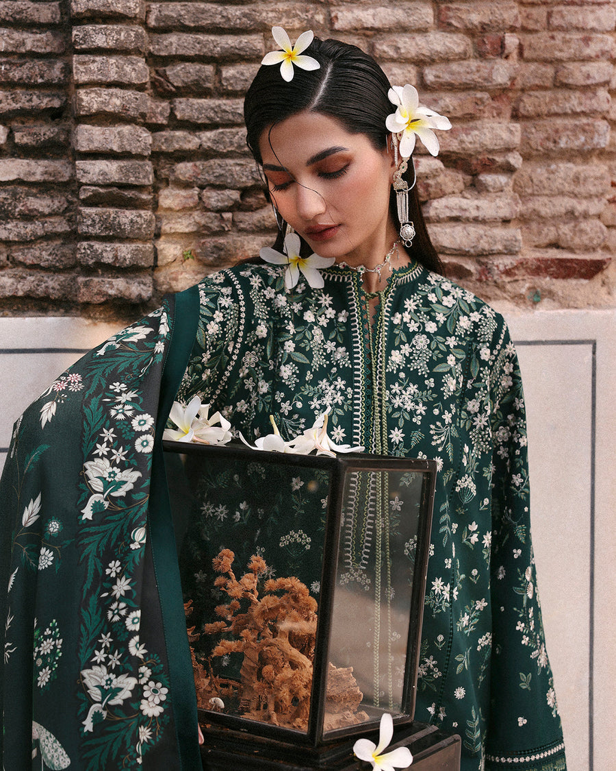 Jugnu Lahore Womenswear Embroidered Khaddar Unstitched 3Pc Suit - BITA