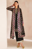Farasha Luxury Embroidered Chiffon Unstitched 3Pc Suit - Black Cascade