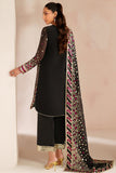 Farasha Luxury Embroidered Chiffon Unstitched 3Pc Suit - Black Cascade