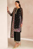 Farasha Luxury Embroidered Chiffon Unstitched 3Pc Suit - Black Cascade