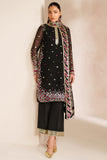 Farasha Luxury Embroidered Chiffon Unstitched 3Pc Suit - Black Cascade