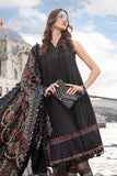 Maria B Linen Unstitched Embroidered 3Pc Suit Black DL-1101