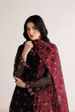 Farasha Luxury Formal Embroidered Chiffon Unstitched 3Pc Suit - Black Dynasty