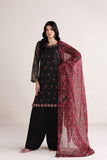 Farasha Luxury Formal Embroidered Chiffon Unstitched 3Pc Suit - Black Dynasty