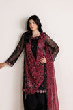 Farasha Luxury Formal Embroidered Chiffon Unstitched 3Pc Suit - Black Dynasty