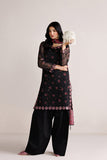 Farasha Luxury Formal Embroidered Chiffon Unstitched 3Pc Suit - Black Dynasty