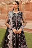 Farasha Ritzier Embroidered Net Unstitched 3Pc Suit - Black Regal