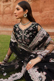 Farasha Ritzier Embroidered Net Unstitched 3Pc Suit - Black Regal