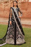 Farasha Ritzier Embroidered Net Unstitched 3Pc Suit - Black Regal