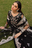 Farasha Ritzier Embroidered Net Unstitched 3Pc Suit - Black Regal