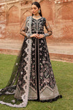 Farasha Ritzier Embroidered Net Unstitched 3Pc Suit - Black Regal