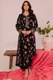 Farasha Summer Essentials Embroidered Lawn Unstitched 3Pc Suit - Black Scarlet