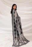Farasha Lumiere Luxury Embroidered Net Unstitched 3Pc Suit - Black Swan