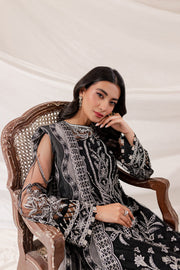 Farasha Lumiere Luxury Embroidered Net Unstitched 3Pc Suit - Black Swan