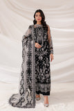 Farasha Lumiere Luxury Embroidered Net Unstitched 3Pc Suit - Black Swan