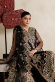 Farasha Luxury Formal Embroidered Net Unstitched 3Pc Suit - Black Vailour