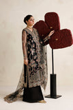 Farasha Luxury Formal Embroidered Net Unstitched 3Pc Suit - Black Vailour