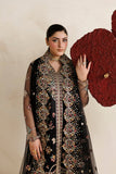 Farasha Luxury Formal Embroidered Net Unstitched 3Pc Suit - Black Vailour
