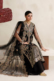 Farasha Luxury Formal Embroidered Net Unstitched 3Pc Suit - Black Vailour