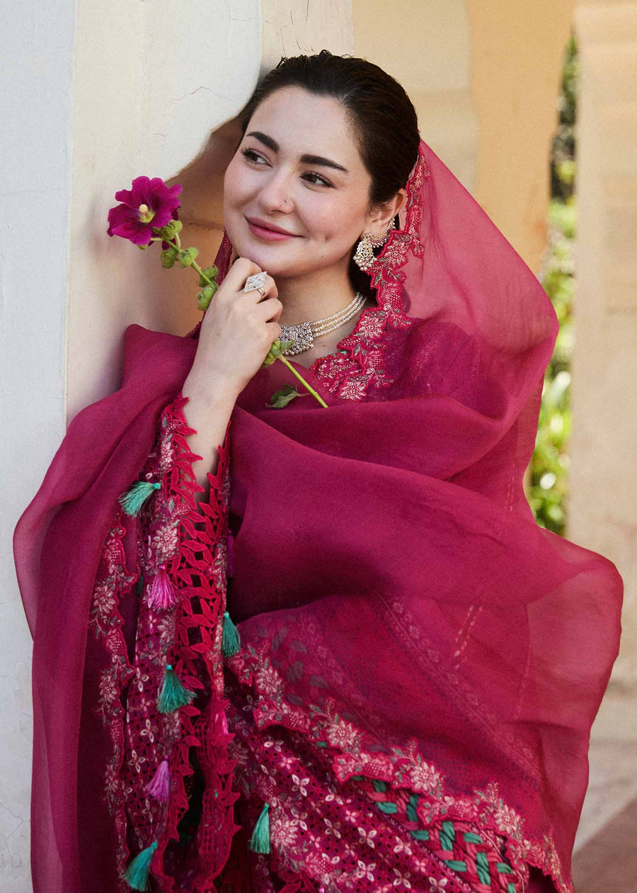 Hussain Rehar Embroidered Luxury Lawn Unstitched 3Pc Suit D-10 BLISS