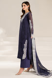 Farasha Fiorella Embroidered Chiffon Unstitched 3Pc Suit - Blue Dazzle