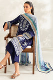 Farasha Summer Weaves Embroidered Lawn Unstitched 3Pc Suit - Blue Fusion