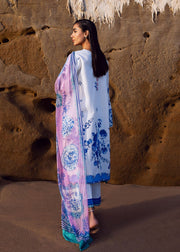 Sadaf Fawad Khan Siraa Vol-02 Unstitched Lawn 3Pc Suit - Blue Pottery